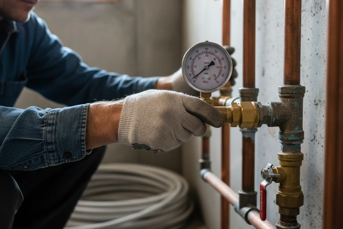 Pressure testing a repaired line during Water Line Repair in Dacula